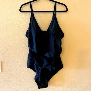 Nicole Miller Black Sheer Panel Swimsuit size 3x